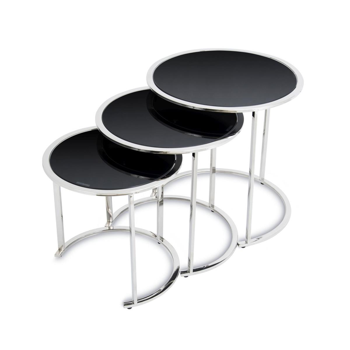 KOMPLET 3 STOLIKÓW VANE SILVER BLACK