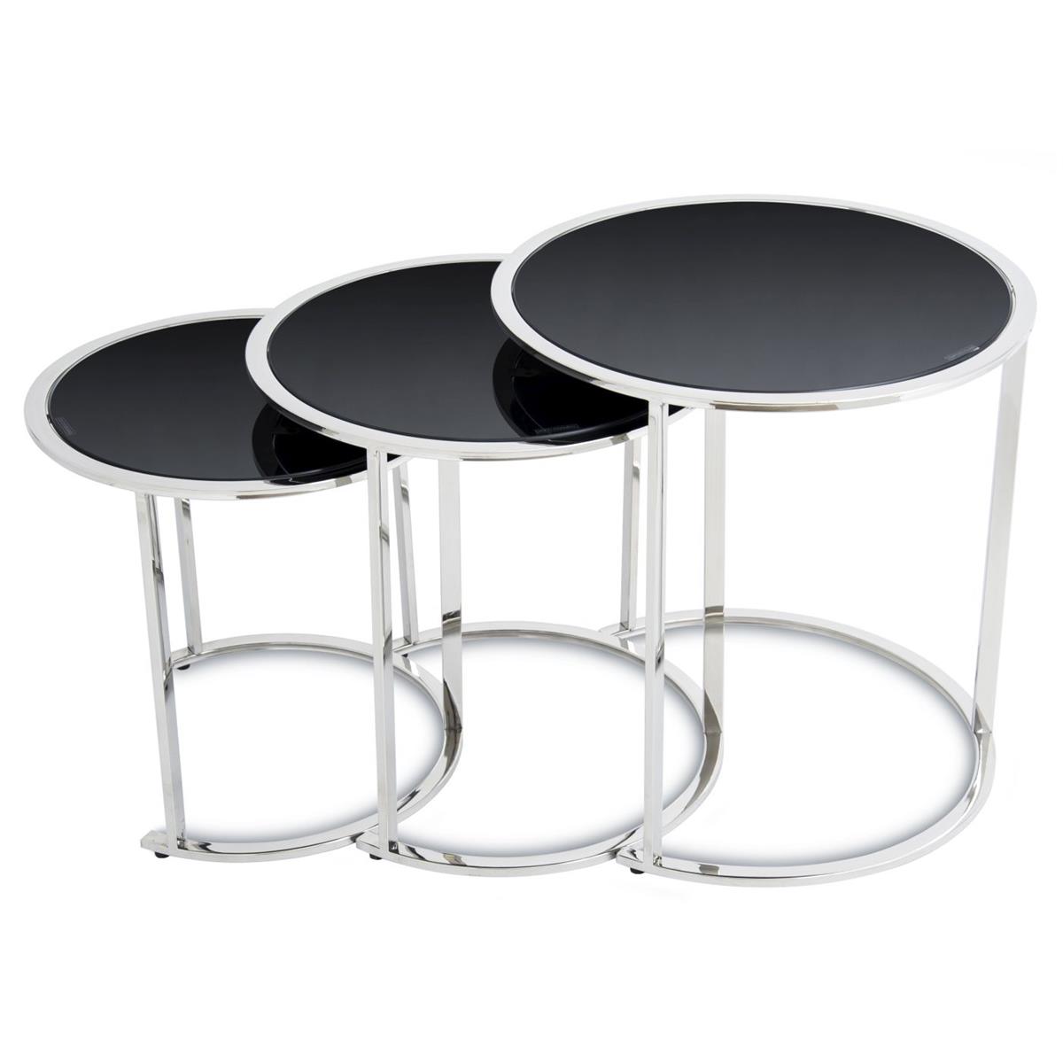 KOMPLET 3 STOLIKÓW VANE SILVER BLACK