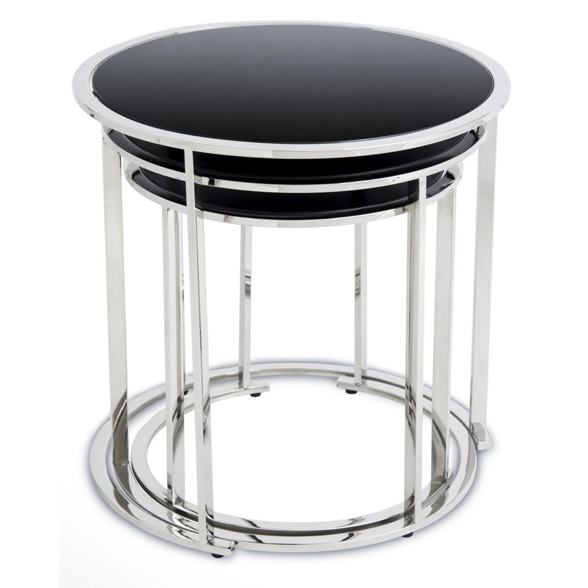 KOMPLET 3 STOLIKÓW VANE SILVER BLACK