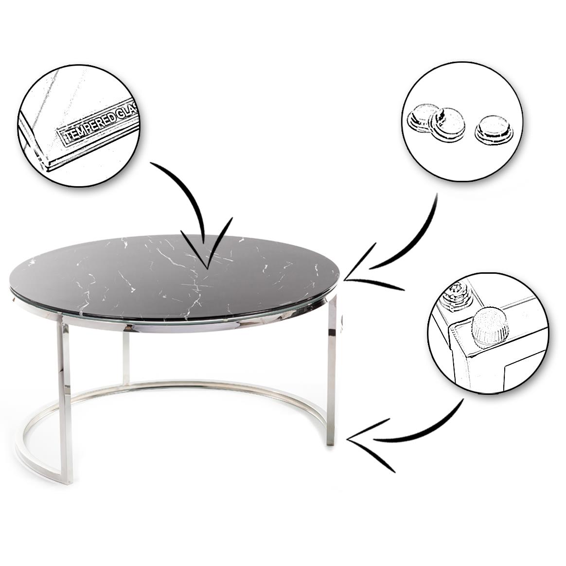 KOMPLET STOLIKÓW TREZE SILVER BLACK